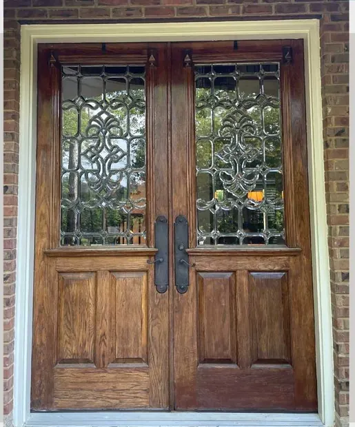Double door before refinishing