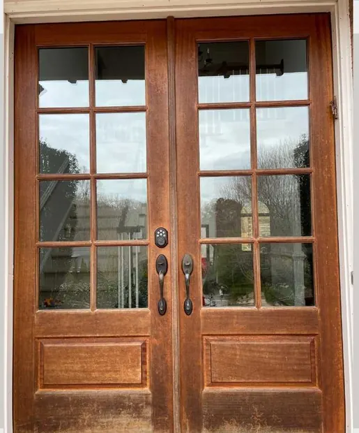 Double door before refinishing