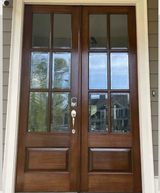 Double door after refinishing