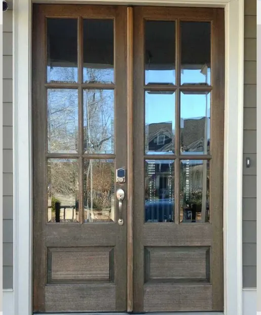 Double door before refinishing
