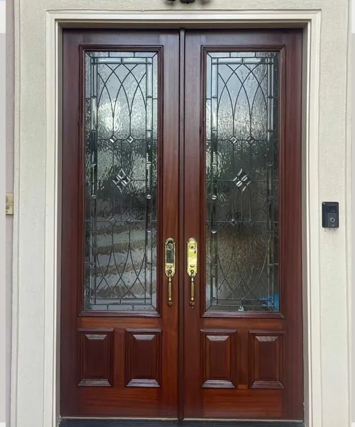 Double door after refinishing
