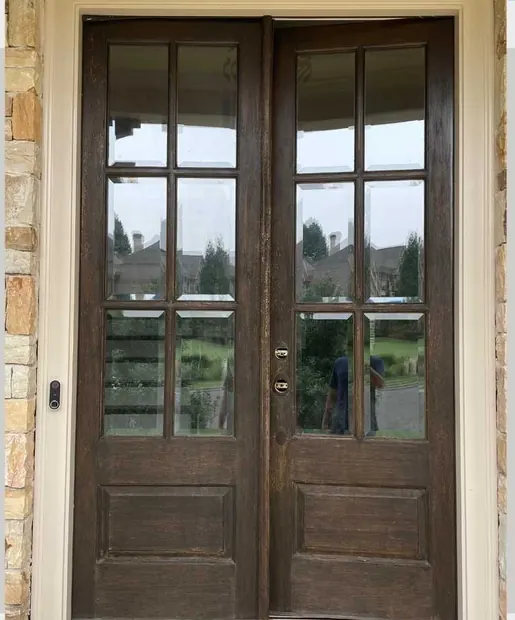 Double door before refinishing