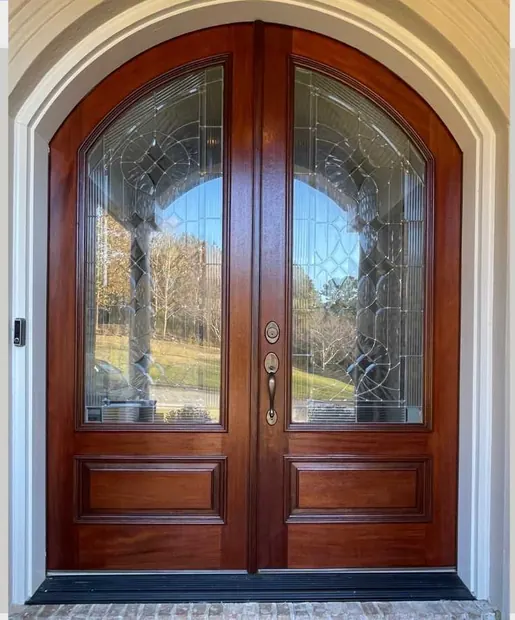 Double door after refinishing