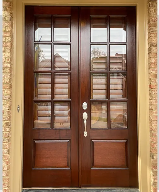 Double door after refinishing