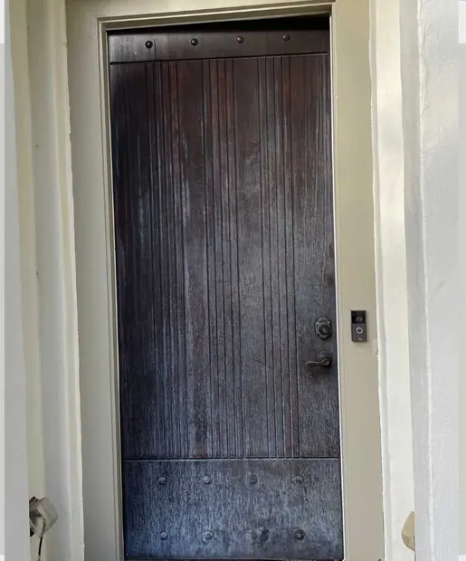Single door before refinishing