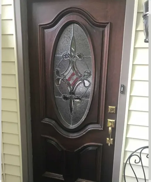 Single door before refinishing